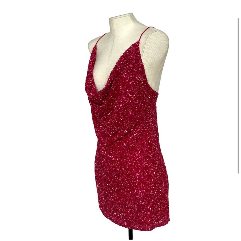 NWT Retrofête Mich Sequin Cowl Neck Mini Dress - Fuschia - Size S ($485 Retail)